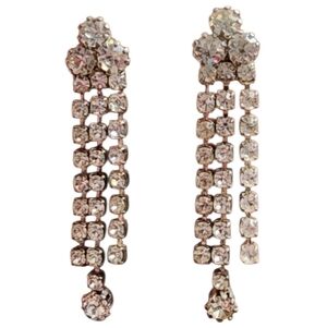 Sparkling Silvertone Rhinestone Earrings